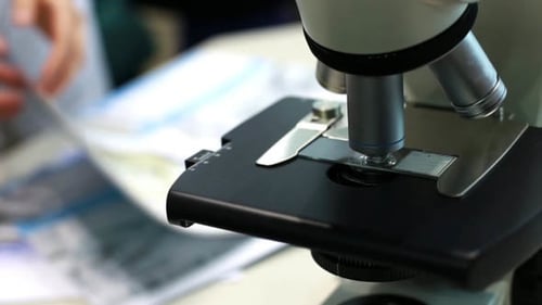 Close Up of Microscope in Lab for Science