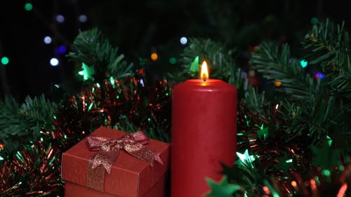 Christmas Candle and Gift Box Decoration