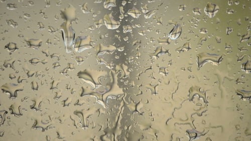 Raindrops Trickling Down a Glass Surface