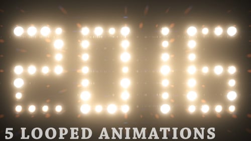 Twinkling Marquee Lights 2016 Number Looped Animation
