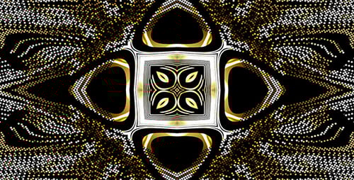 Golden Sparkling Kaleidoscope Mandala Loop Background