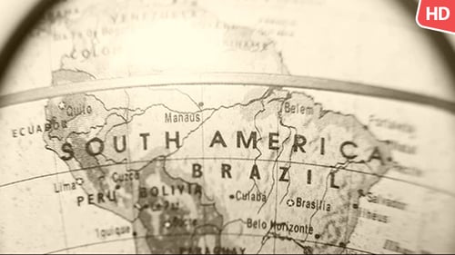 Vintage Globe Shows South America Under Magnifying Glass