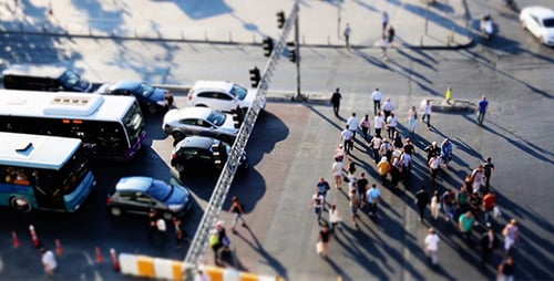 Aerial of Busy City Intersection with Traffic