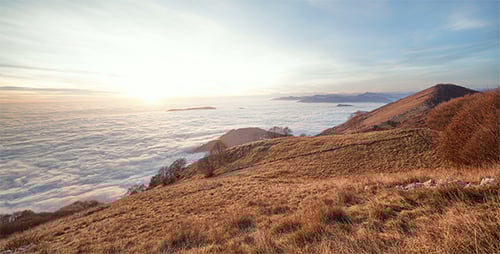Mountains Overlook Sea of Clouds at Sunset