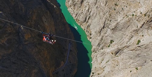 Exciting Cable Car Adventure Over Deep Canyon River
