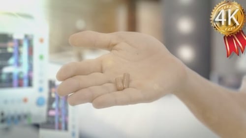 Weibliche Hände nehmen ein paar Pillen Kapseln