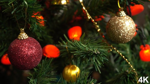 Close Up of Christmas Tree with Ornaments
