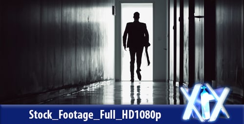 Adult Figure Walking Through Spooky Dark Hallway