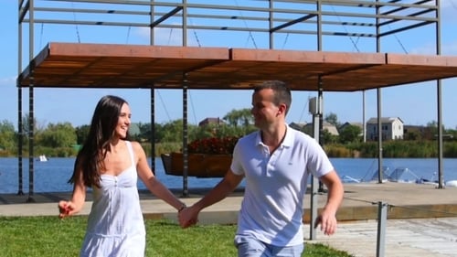 Happy Romantic Couple Run And Smile