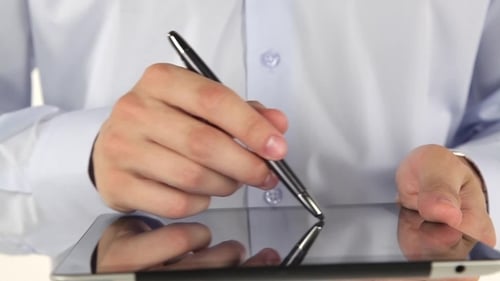 Close-Up of Stylus Use on Tablet Device