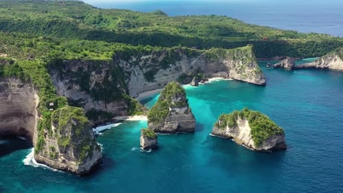 Coast with Rocks as A Background from Top View. Turquoise Water Background from Air.