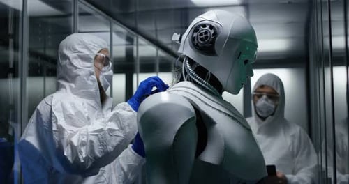 Engineers Testing on Robot Controls