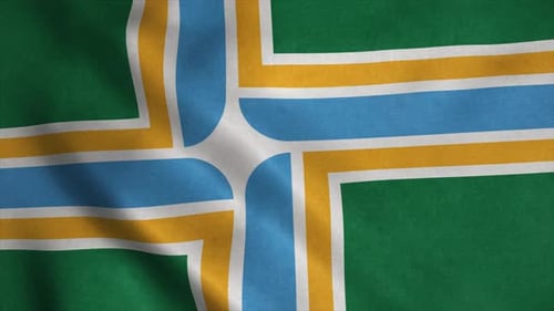 Portland City Flag City of USA Waving in the Wind
