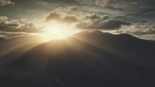 Soft Sunrise Highland Surface Scenery Aerial View