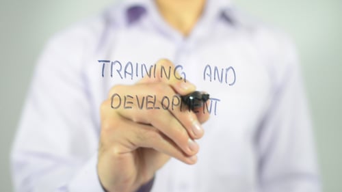 Writing Training and Development on Clear Surface