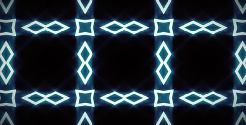 Seamless Loop of Pulsating Neon Geometric Grid Patterns