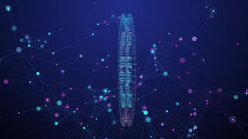 Futuristic Euro Symbol Rotating in Digital Network Background