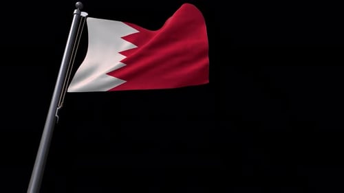 Flag of Bahrain Waving in the Wind with Alpha Channel