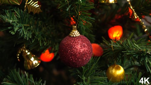 Sparkling Christmas Tree Ornaments Close Up