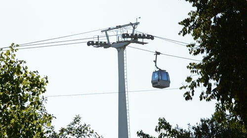 Cableway Running with Blue Sky