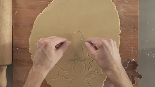Cutting Out Christmas Cookies Top View