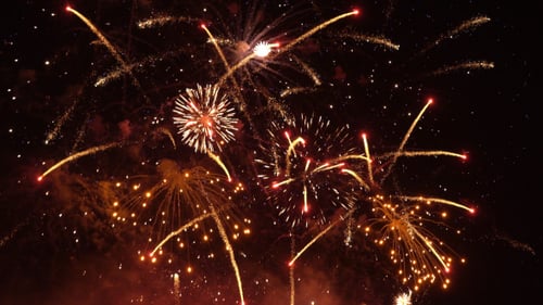 Brilliant Fireworks Exploding in the Night Sky