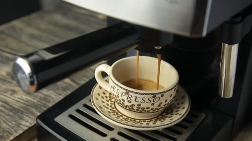 Espresso Machine Pouring Strong Looking Fresh