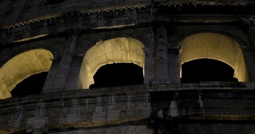 Night Coliseum. Ancient Roman Landmark