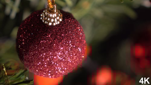 Close Up of Red Christmas Ornament