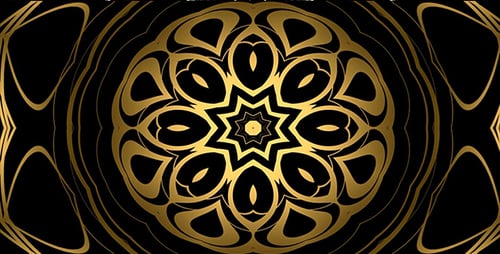 Elegant Golden Abstract Kaleidoscope Loop Background