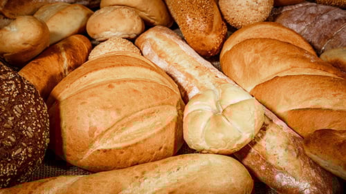 Variety of Fresh Baked Breads, Crusty Loaves
