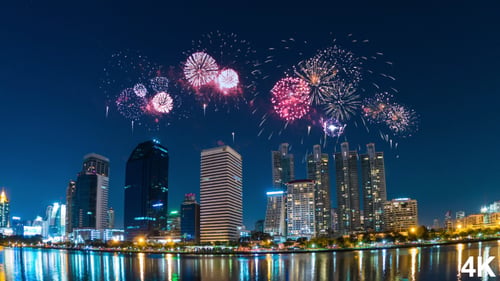 New Year Countdown City Fireworks