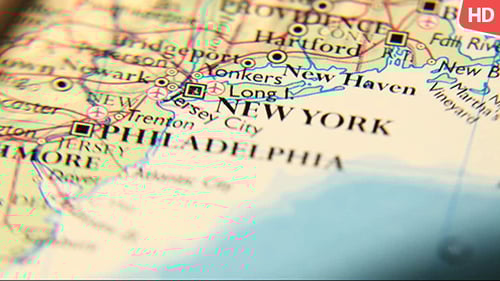 Map of Northeastern United States under Magnifying Glass