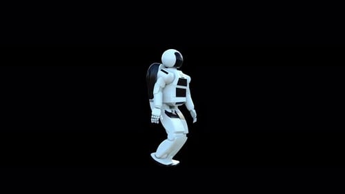 Futuristic White Robot Walking Animation Loop