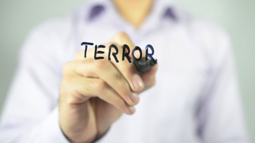 Writing the Word Terror on Transparent Surface