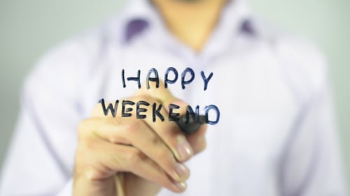 Happy Weekend Message Written on Glass