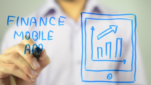 Drawing Finance Mobile App Graph on Glass