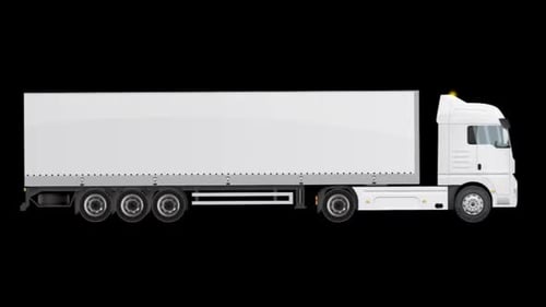 Animated Flat Design Semi Truck Driving with Alpha Channel