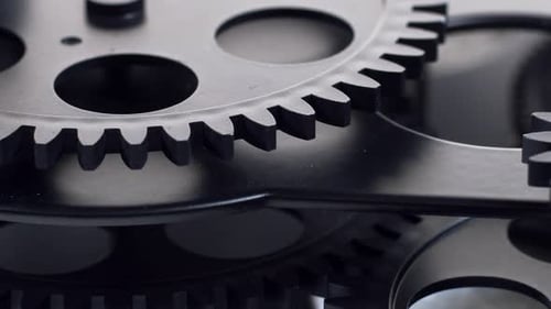 Clock Gears Rotating Macro Shot