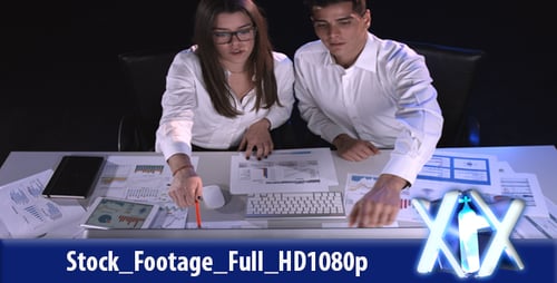 Business People Working Night At Office