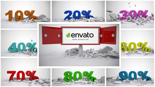 Shattering 3D Text and Percentage Numbers Animation