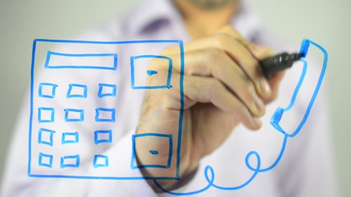 Hand Drawing Telephone Illustration on White Board