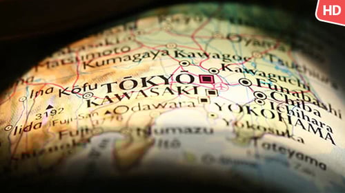Tokyo, Japan, and Cities on a Globe Map