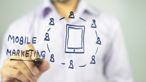 Man Drawing Mobile Marketing Concept with Smartphone