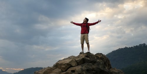 Hiker Celebrating
