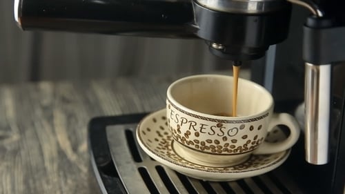 Espresso Machine Pouring Strong Looking Fresh