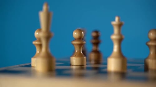 Close up of Chess Pieces on Board