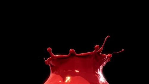 Vibrant Red Liquid Splash Crown on Black Background