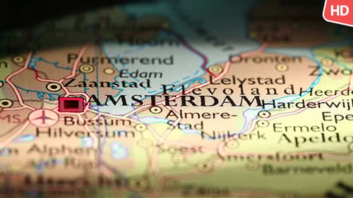 Close Up of Map of Amsterdam, Netherlands