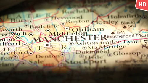 Colorful Close Up Map of Manchester